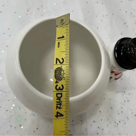 Vintage Y2K Telaflora Snowman Hugging a Snowball Planter, Candle Holder, Vase - Picture 10 of 11